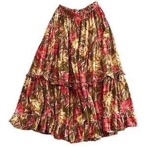 Petal & Pup Floral Ruffle Flowy Boho Maxi Skirt Women’s‎ XS